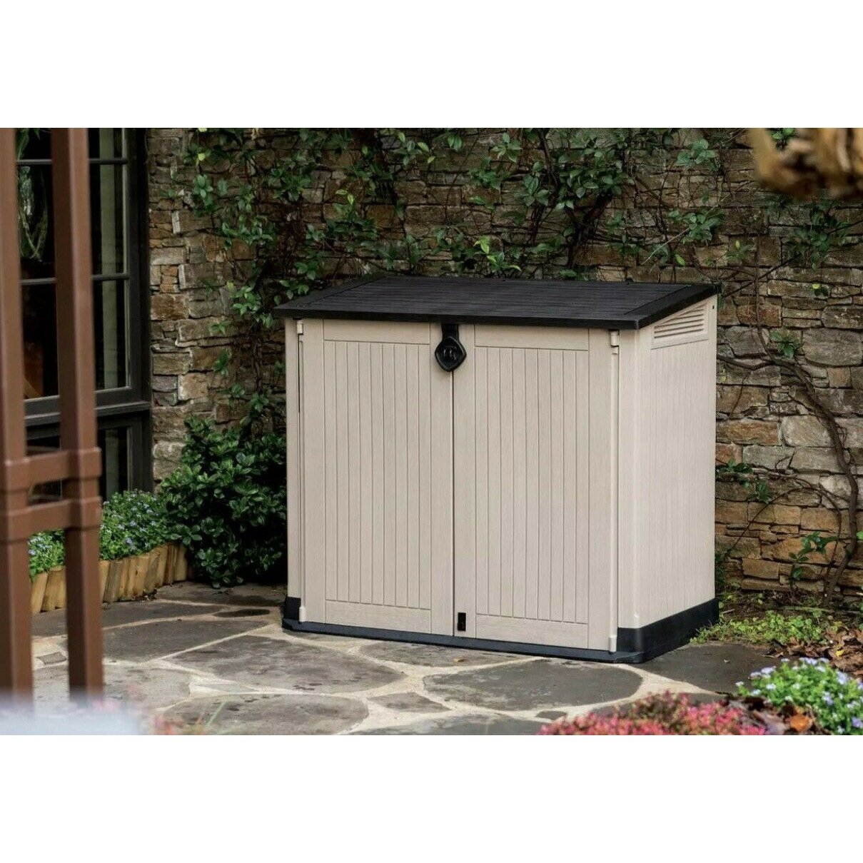 Keter Store It Out Midi abschließbare Garten-Aufbewahrungsbox 880L - Beige/Braun