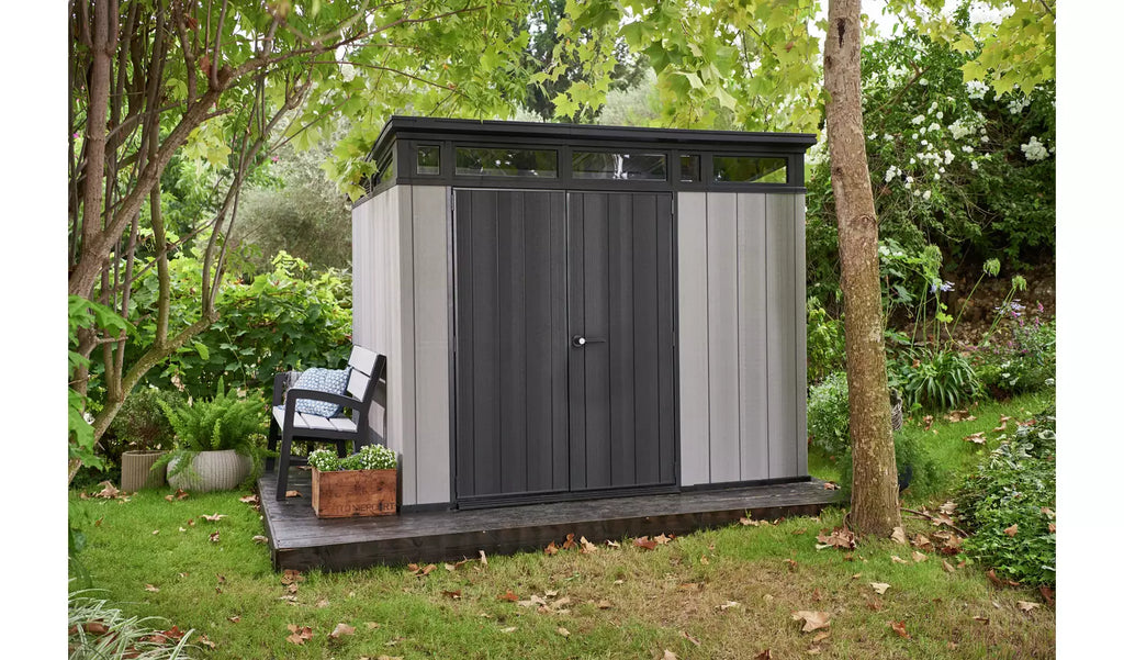 Keter Artisan 9 x 7ft Kunststoff-Gartenhaus mit Doppeltür und Pultdach