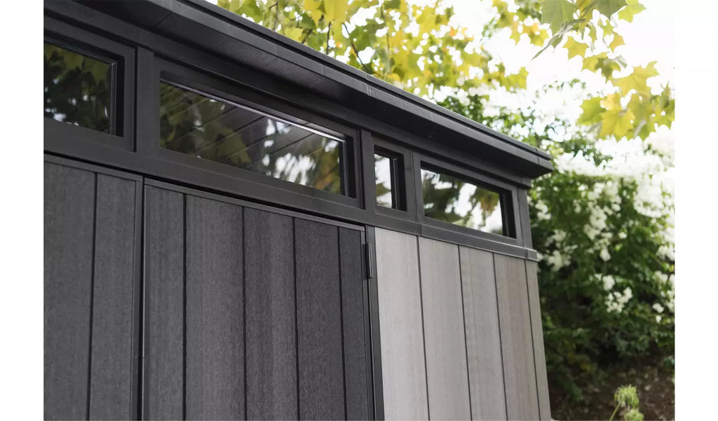 Keter Artisan 9 x 7ft Kunststoff-Gartenhaus mit Doppeltür und Pultdach
