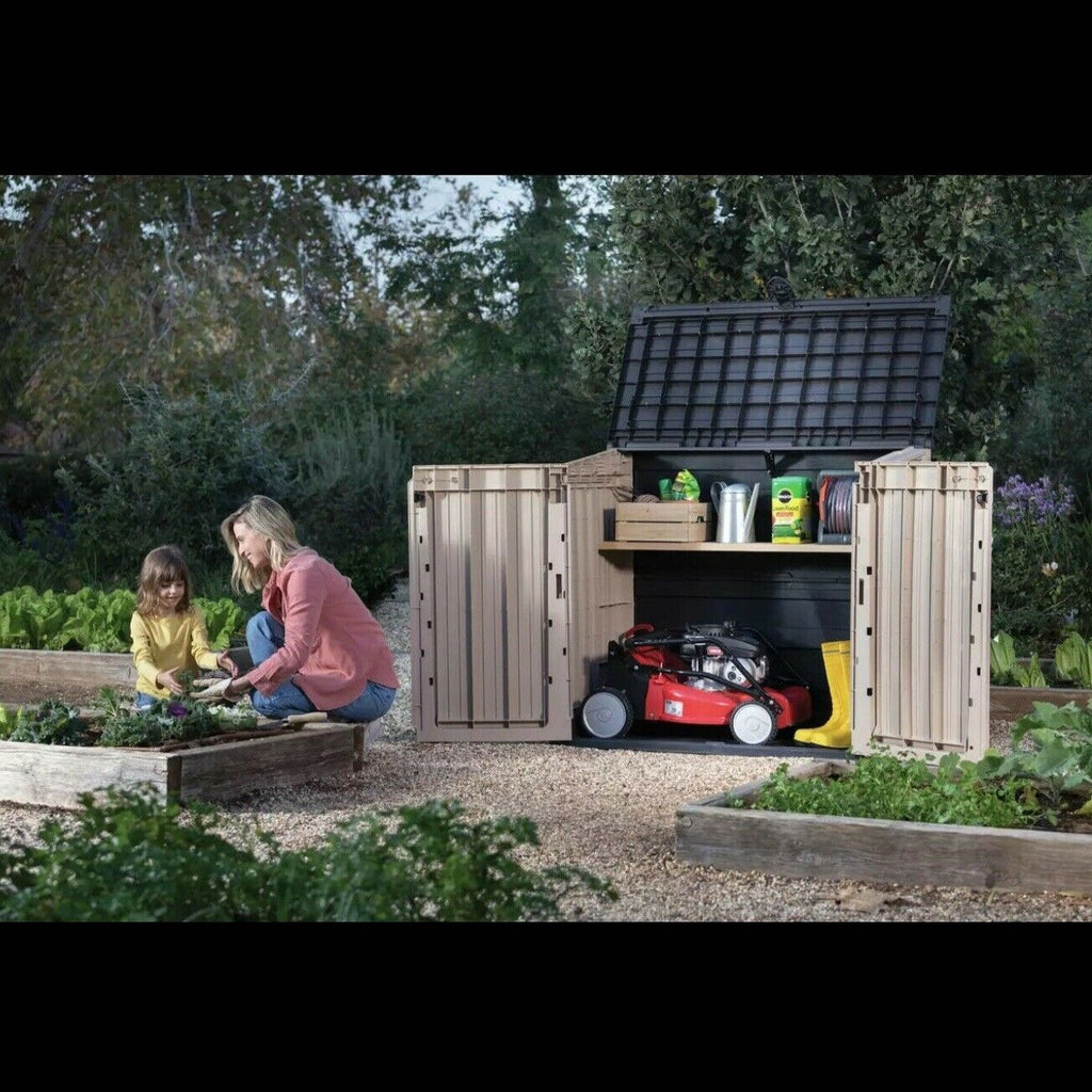 Keter Store It Out Midi abschließbare Garten-Aufbewahrungsbox 880L - Beige/Braun