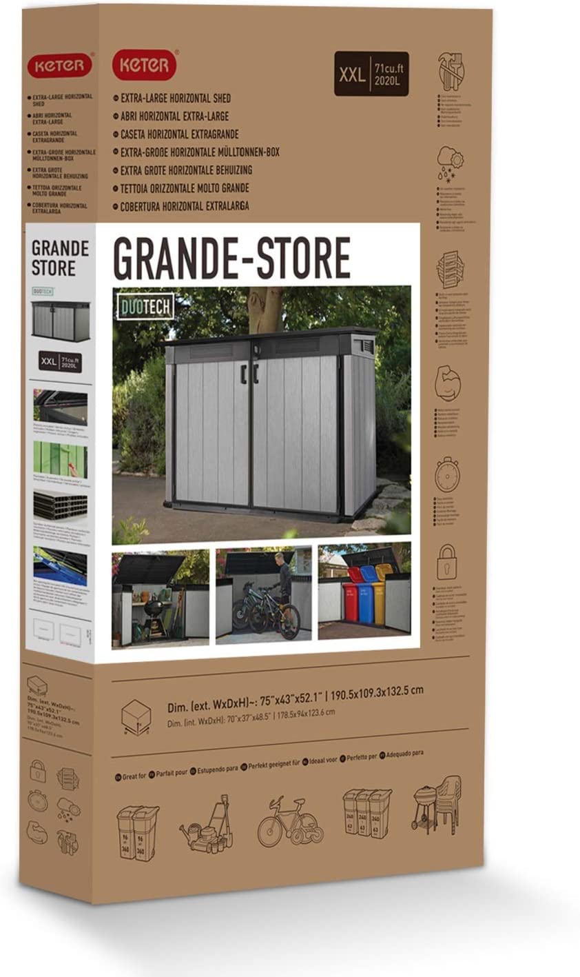 Keter Grande Store 2020L Outdoor-Aufbewahrungsschuppen - Grau, robuste Duotech-Ausführung