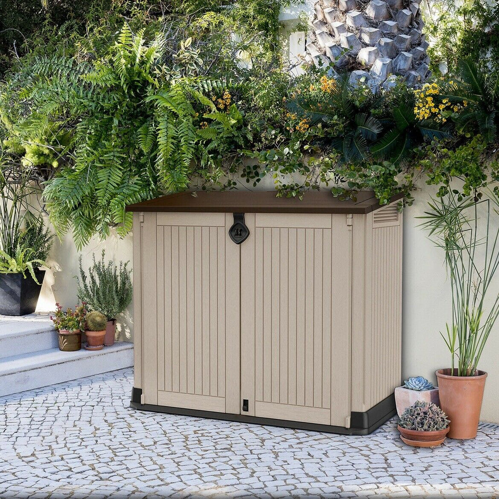 Keter Store It Out Midi abschließbare Garten-Aufbewahrungsbox 880L - Beige/Braun