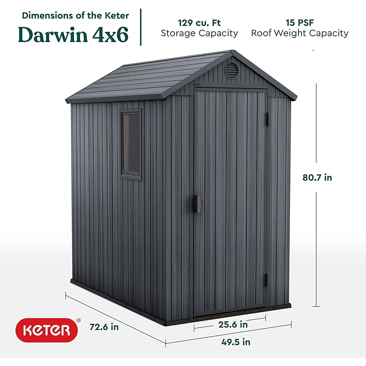Keter Darwin 6 x 4ft Gerätehaus - Grau