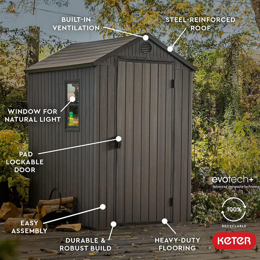 Keter Darwin 6 x 4ft Gerätehaus - Grau