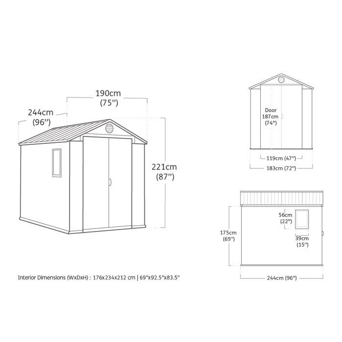 Keter Darwin 6 x 8ft Gerätehaus - Grau