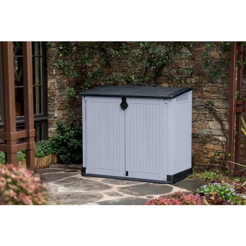 Keter Store-It-Out Midi 880L Garten-Aufbewahrungsbox - Grau/Schwarz, abschließbares Harzhaus