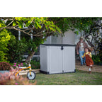 Keter Store-It-Out Midi 880L Garten-Aufbewahrungsbox - Grau/Schwarz, abschließbares Harzhaus